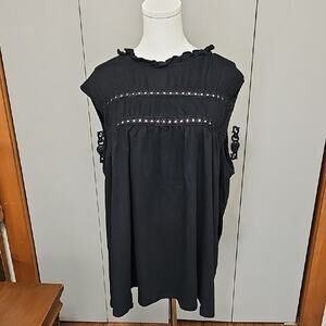 Culture Code Black Sleeveless Top Womens 3X Ruched Gathered Details EUC